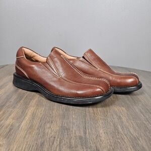 Kenneth Cole Reaction Mens 8 Leather Slip On Loafers Comfort Brown Shoes